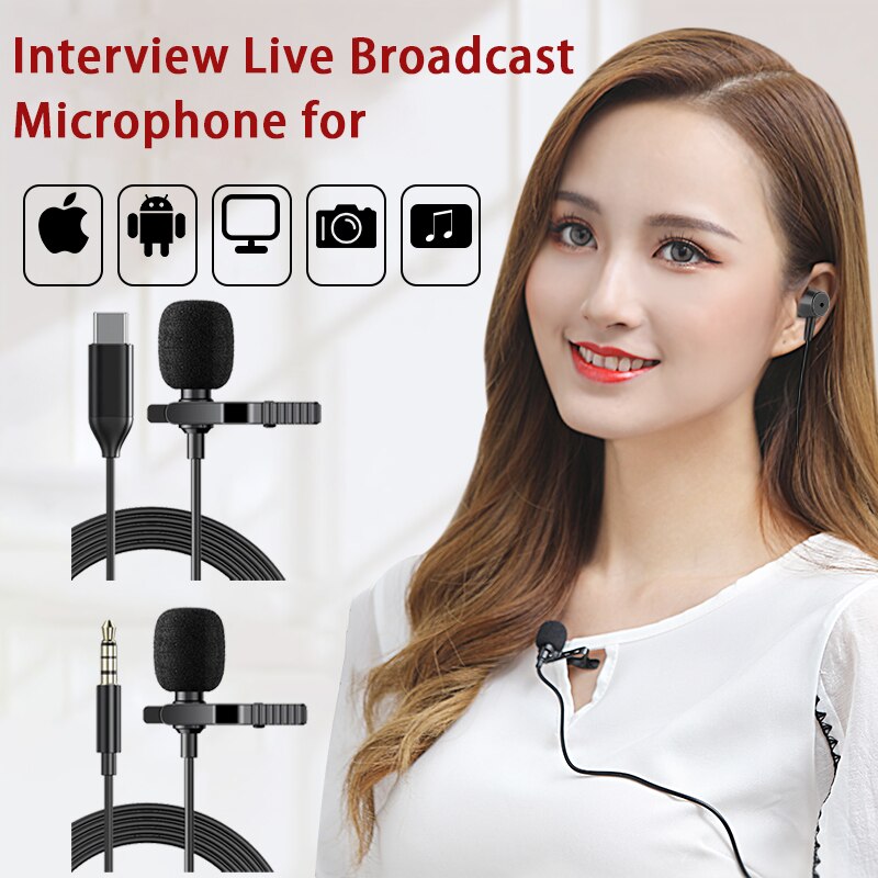 Usb Cable Clip On Microphone Computer Recording 3.5mm Microphone Type C Mini Portable For Tiktok Live Broadcast Noise Reduction. 