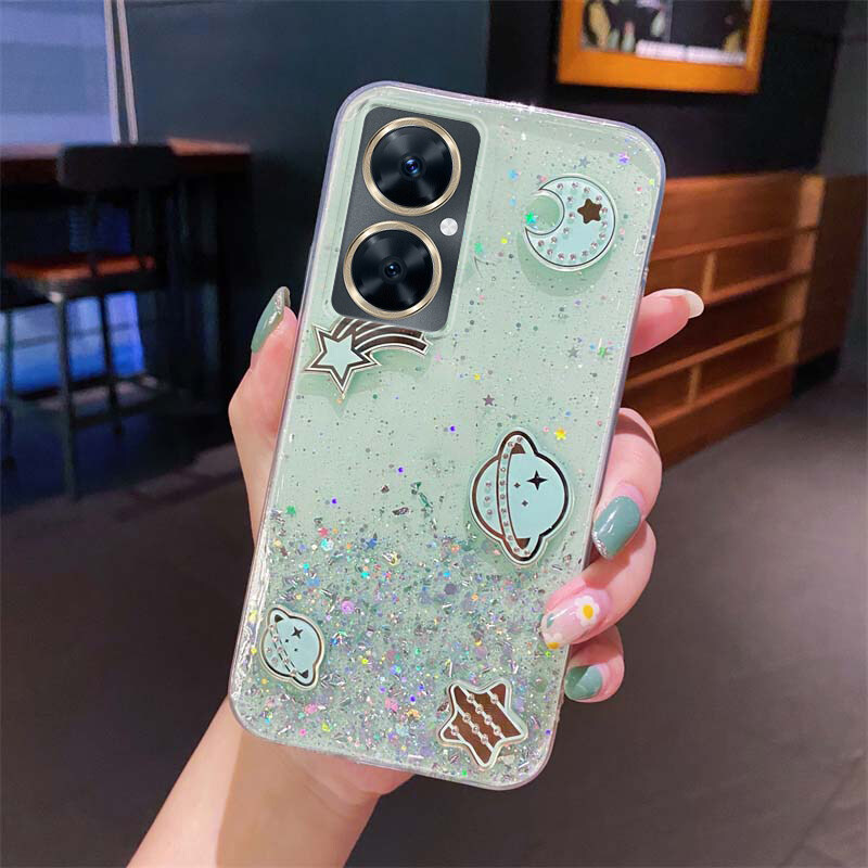 New Phone Case For VIVO Y78 5G Cover Sparkling Soft Transparent Silicone Space Planet Stars Moon Girl Anti Fall For VIVO Y78 Case
