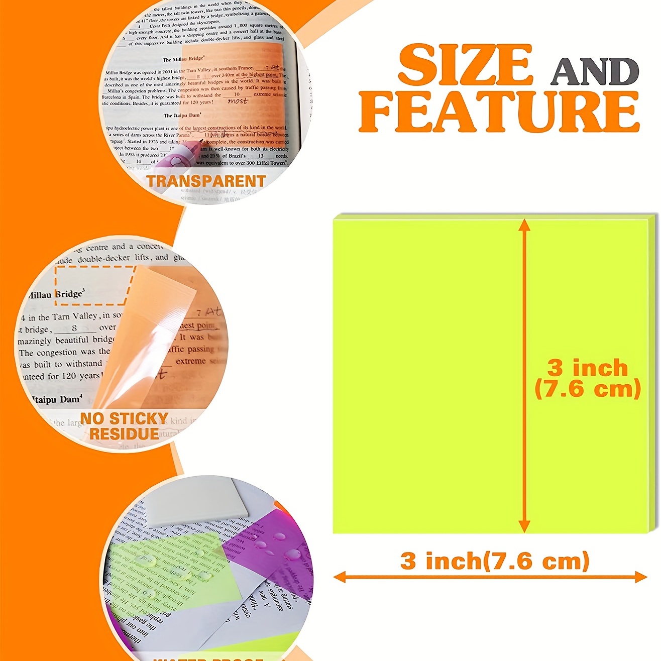 Sticky notes are used for books 3 inches, transparent 0 packs, 3X transparent sticky notes 1 book annotation, invisible, self-adhesive 500 sheets. 