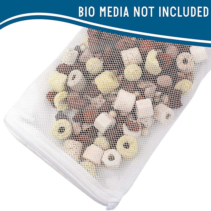 16 PCS Aquarium Mesh Media Filter Bags, Nylon Media Filter Mesh Bags with Zipper (for Particulate Carbon), Bio Balls.