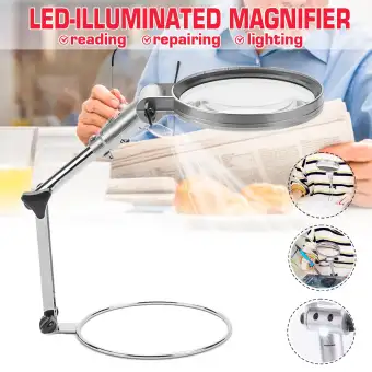 2 5x Foldable Desk Led Mount Magnifier Lamp Light Magnifying Glass