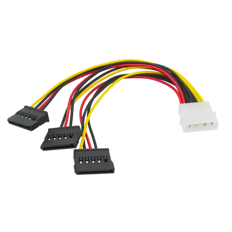 SATA Adapter Cable IDE 4Pin Male To 3 Port SATA Female Splitter Hard Drive Power Supply Cable SATA Cable 22cm. 