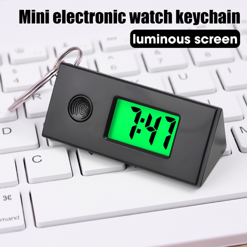 Small Lightweight Portable Practical Simple Pocket Digital Clock Luminous Silent ABS Keychain Backpack Buckle Electronic Clock Work Study Exam Supplies. 