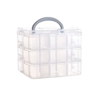 Three Layers Detachable Clear Plastic Jewelry Organizer Box