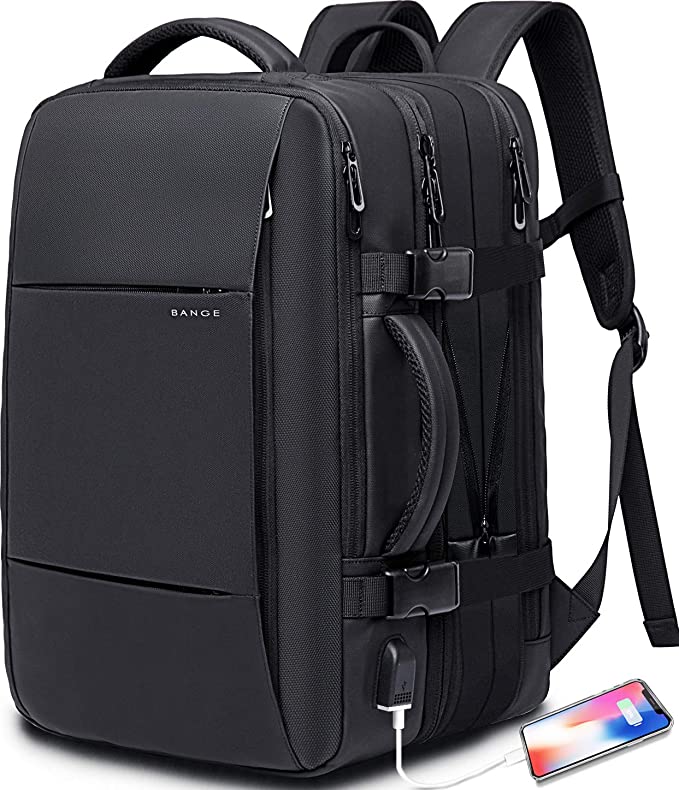 BANGE BG1908D Large Capacity Expandable Multi-Purpose Business & Travel Backpack Laptop Bag for 17.3inch(Black)