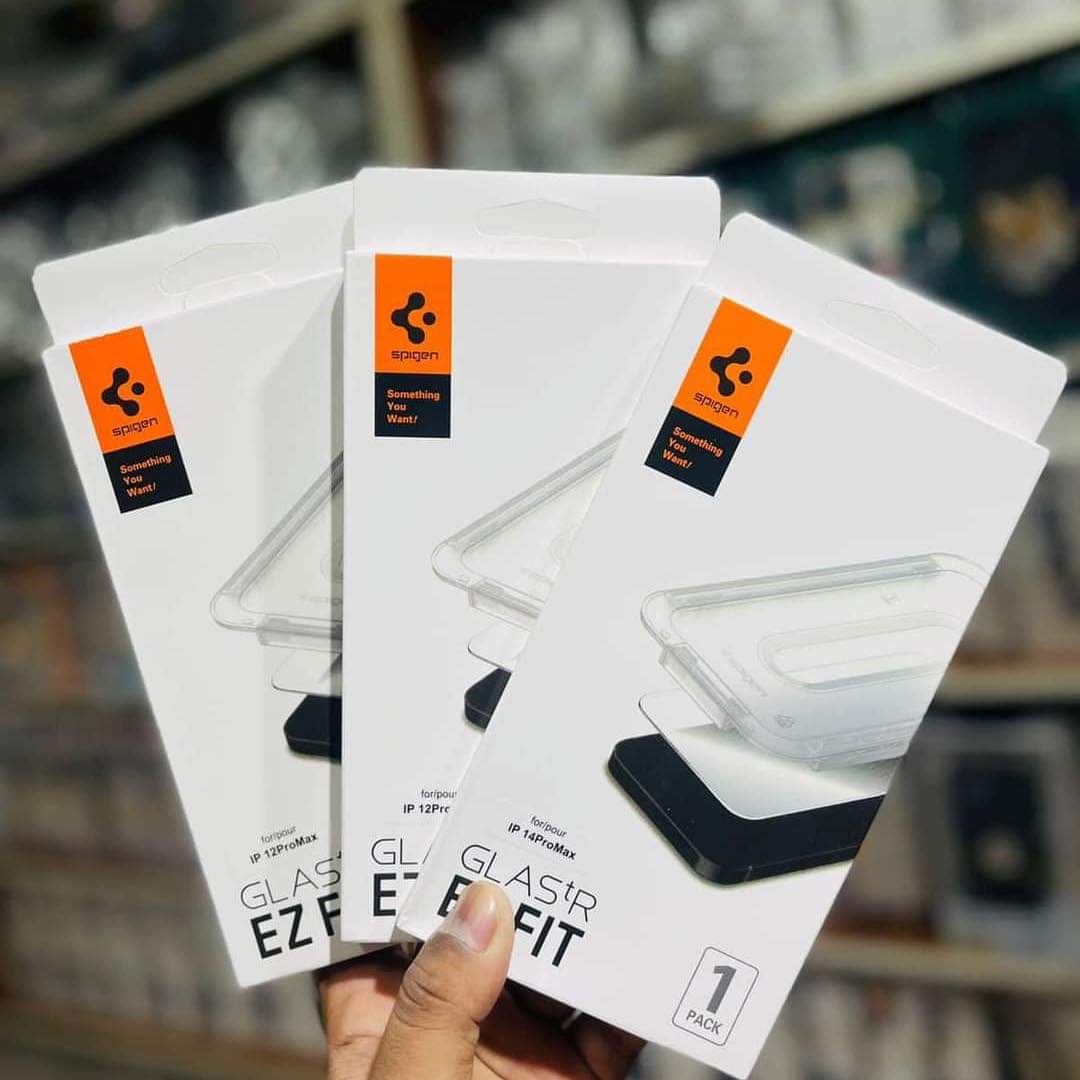 Spigen Tempered Glass Screen Protector [GlasTR EZ FIT] designed Easy Stick Box Full Screen HD Tempered Glass Screen Protector For iPhone. 