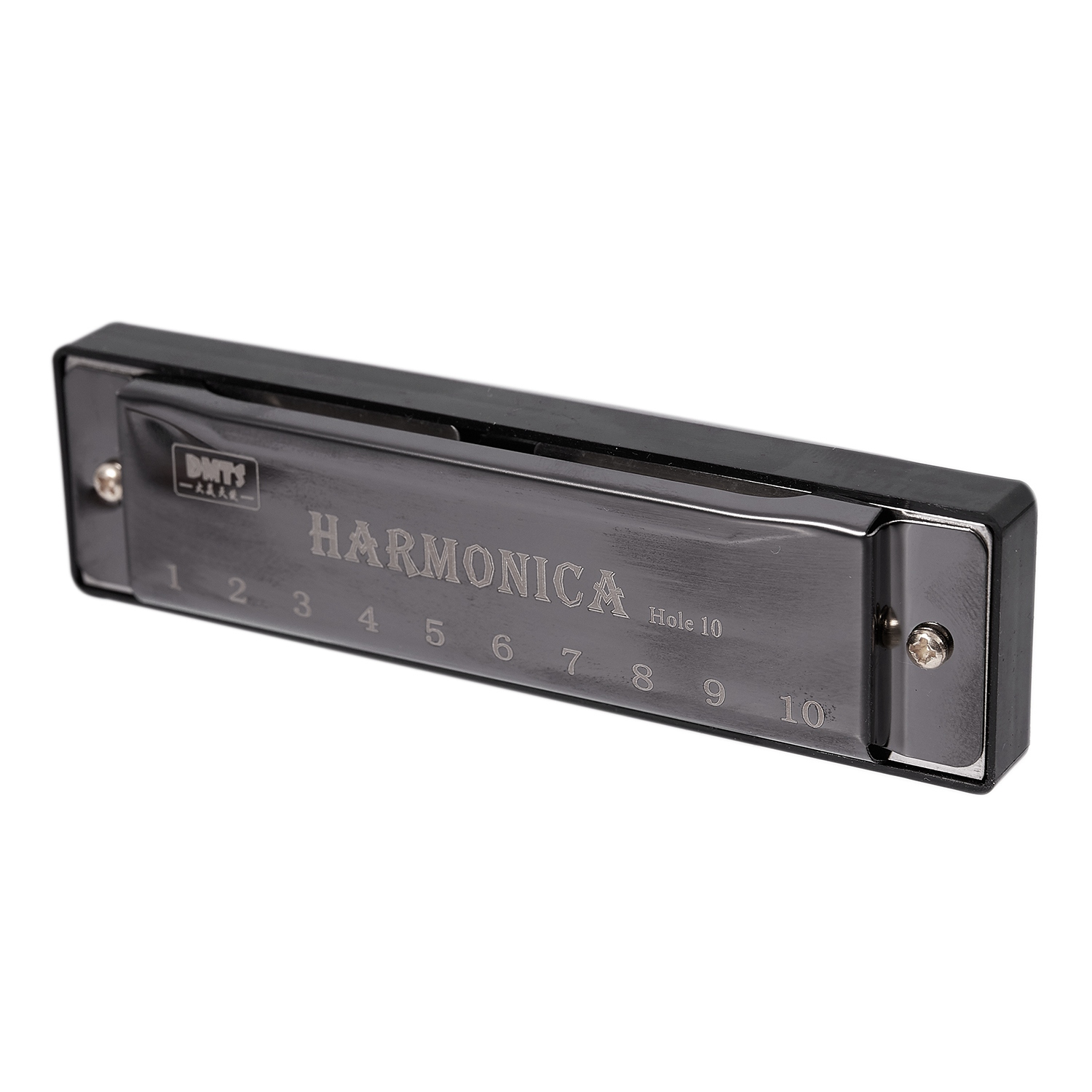 DMTS 10 Holes Key of C Blues Harmonica Musical Instrument Child Educational Toy with Case,Black. 