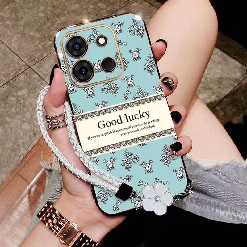 Casing infinix smart 7 Infinix Zero 30 5G Infinix Zero 20 TECNO SPARK GO 2023 5G phone case Softcase silicone Cover new design aesthetic luxury Retro Bracelet for girl DDXYBH01