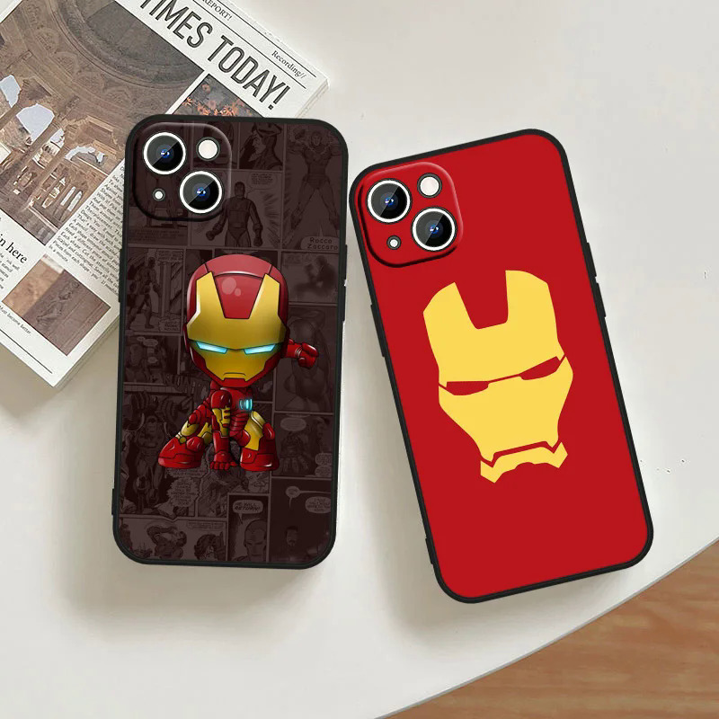 Marvel Iron Man Phone Case For Apple iPhone 14 13 12 11 Pro Max mini XS XR X 8 7 6S 6 Plus Black Soft Funda Back Cover Coque. 