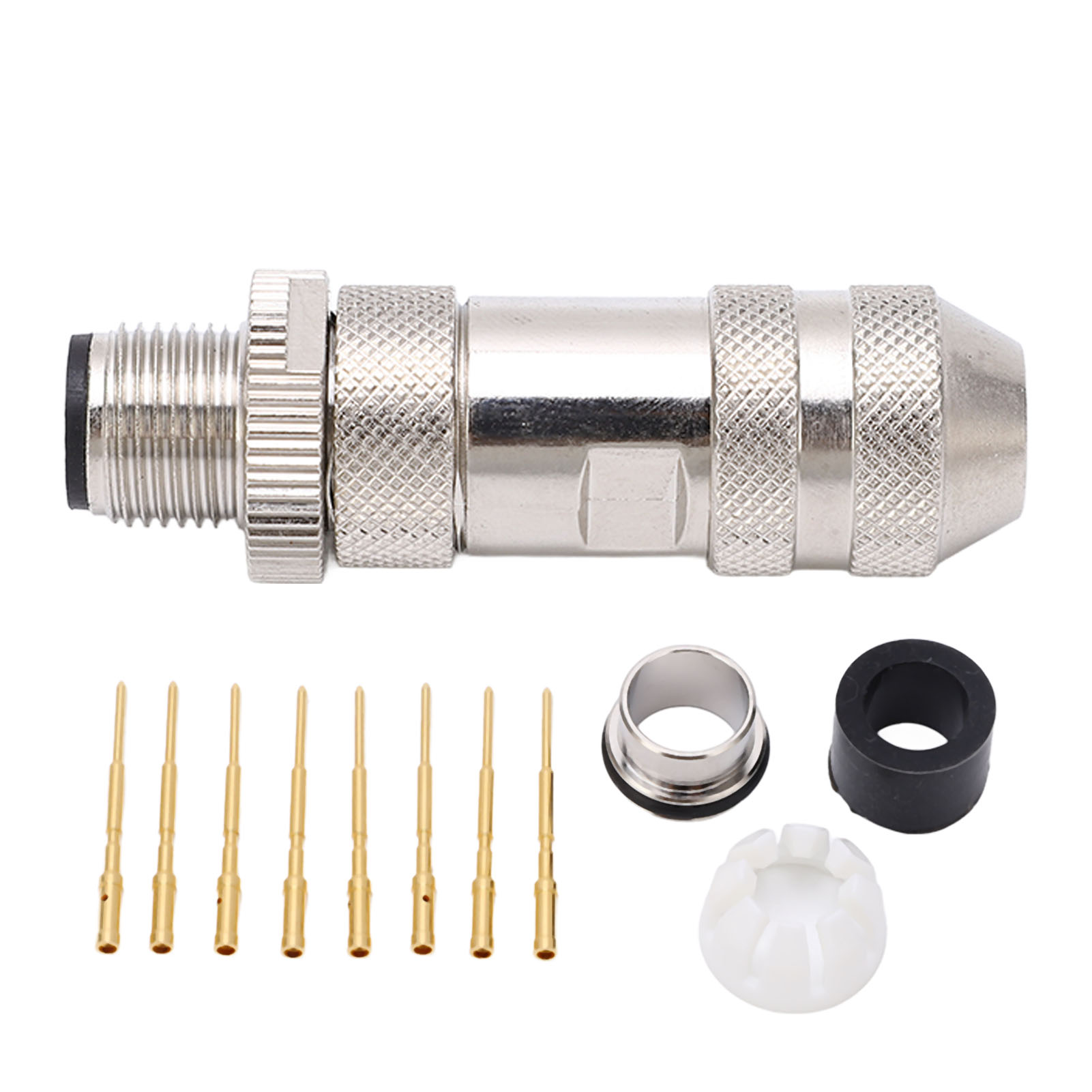 M12 8 Pin Sensor Connector, Flame Retardant Straight Sensor Cable Plug Adapter Male for RVs. 