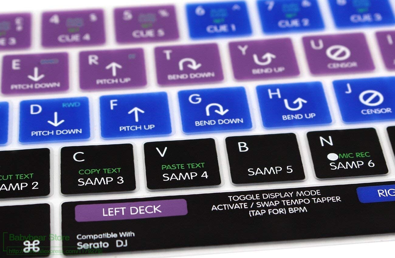 【happy one】Serato DJ Hot key Functional Shortcut Silicone Cover Keypad SKin for Macbook Pro 13" with Touch Bar. 