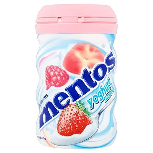 Mentos Yoghurt Fruit Flavour Chewy Dragees (Bottle) - 120 gm