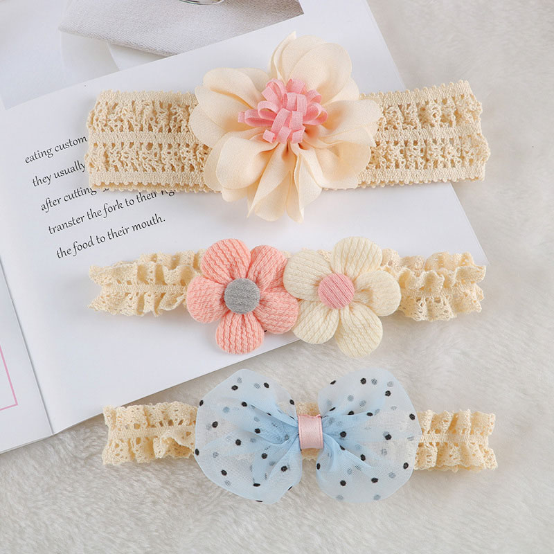 3Pcs/Set Sweet Crown Bowknot Baby Headbands Princess Girls Lace Flower