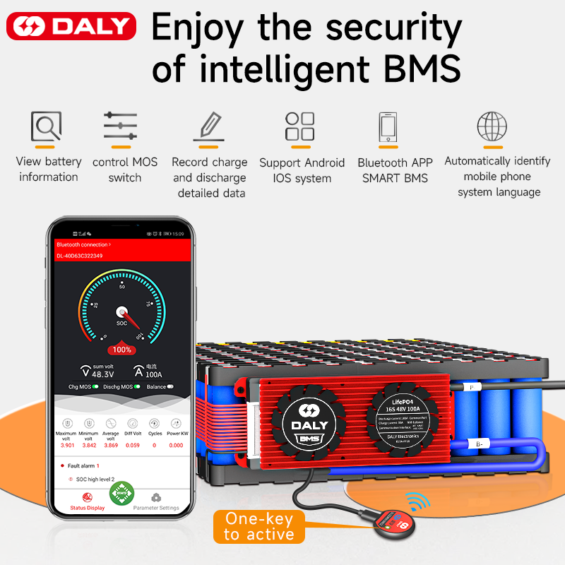 KOGEEK Daly Smart BMS LiFePo4 13S 48V 30A 40A 60A 80A 100A 120A 150A 200A 250A BMS. 