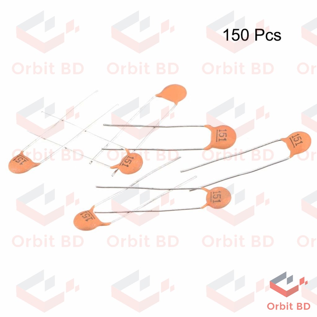 25Pcs- 150pF Capacitor Mini Ceramic Capacitor 151 150pF 50V Ceramic Disc Capacitor Non-Polarized Through Hole For Electrical Circuitry & Parts. 