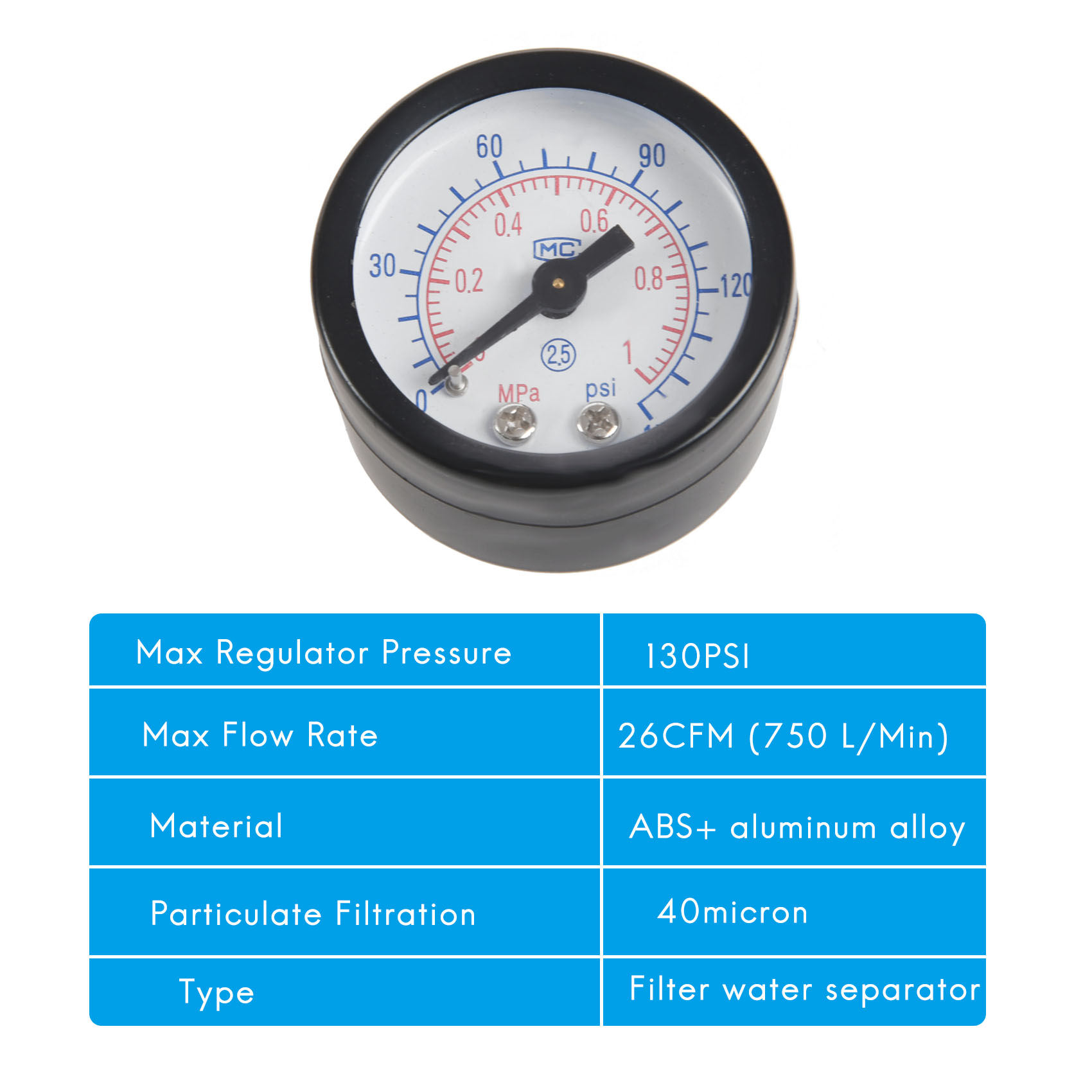 1/4 Air Compressor Filter Water Separator Kit With Regulator. 