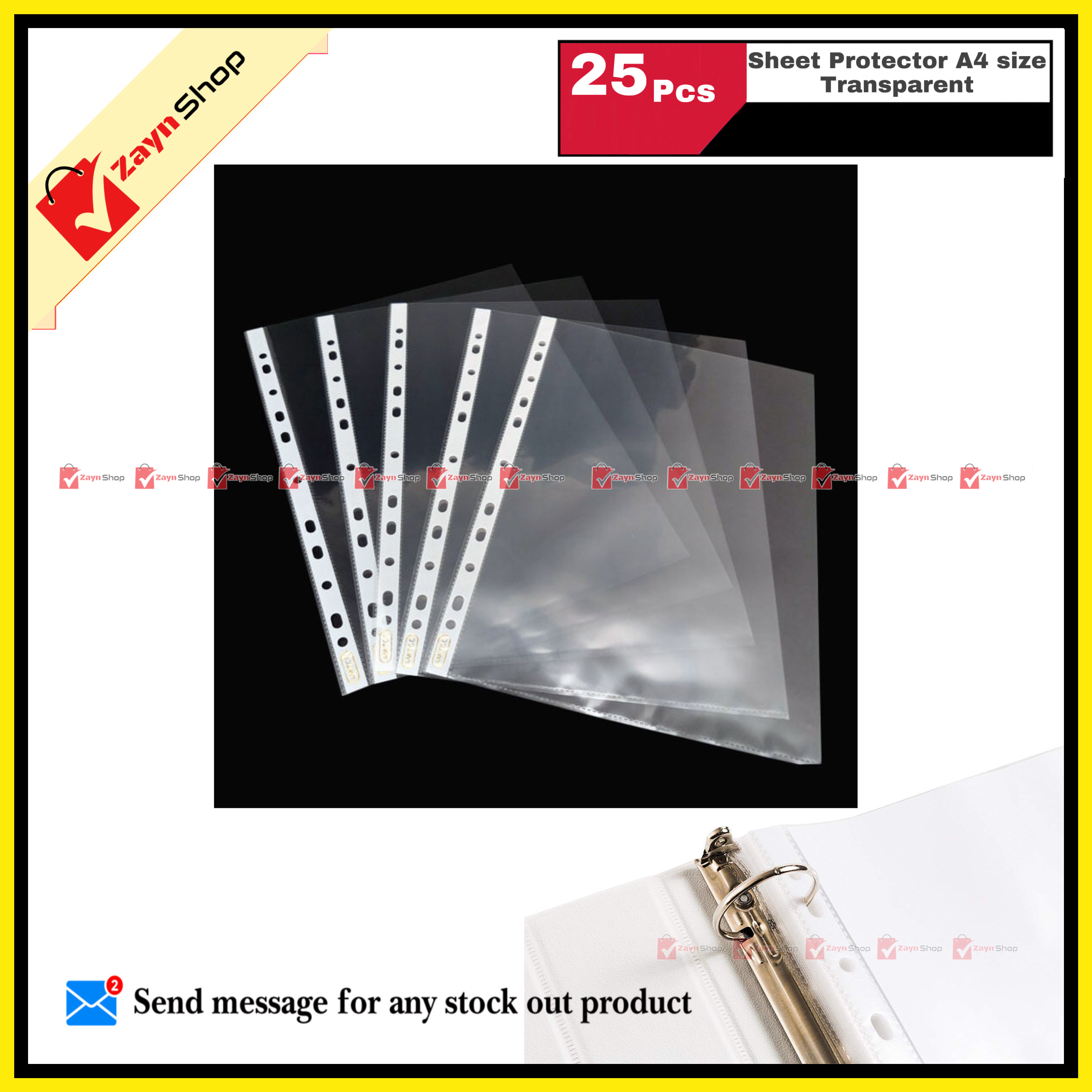 Sheet Protector A4 size Transparent 10 pcs  25 pcs or 100 pcs. 