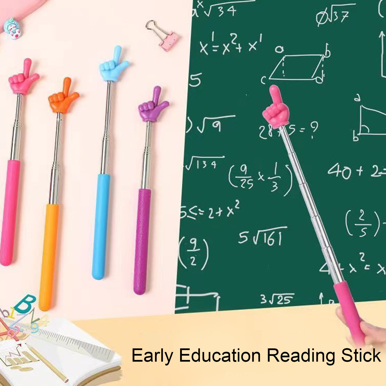 Finger Reading Stick Telescopic Stainless Steel Pointer for Presentations Teaching Lightweight Portable Handheld Presenter Stick Ppt Presentation Pointer. 