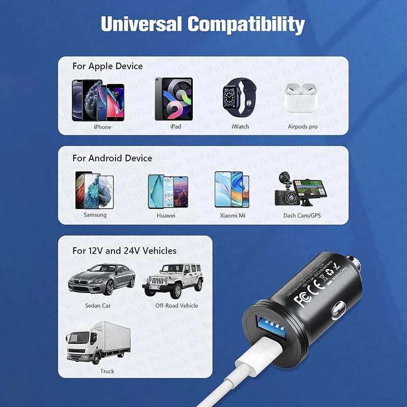 For APPLE Original PD 45W USB Type C Car Charger For iPhone 11 12 13 14 Pro Max Mini X XS XR 8Plus Fast Charging Lightning Cable. 