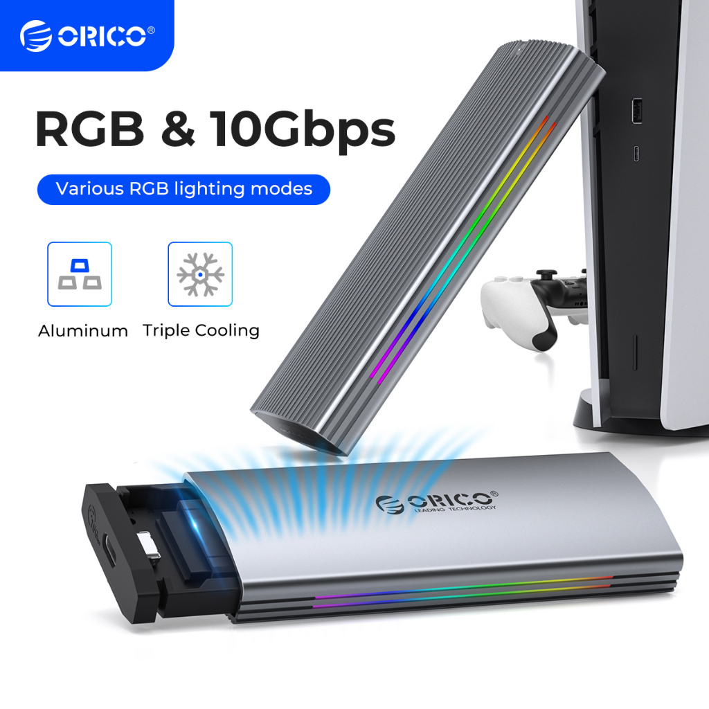 ORICO M2R2-G2 Multi-Color Glowing RGB Gaming Style M.2 NVMe SSD Type-C Enclosure