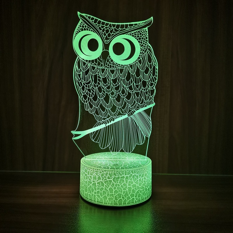 Cross-Border Supply Bird Series Owl 3d Small Night Lamp Colorful Remote Control Creative Touch Table Lamp KT-C. 