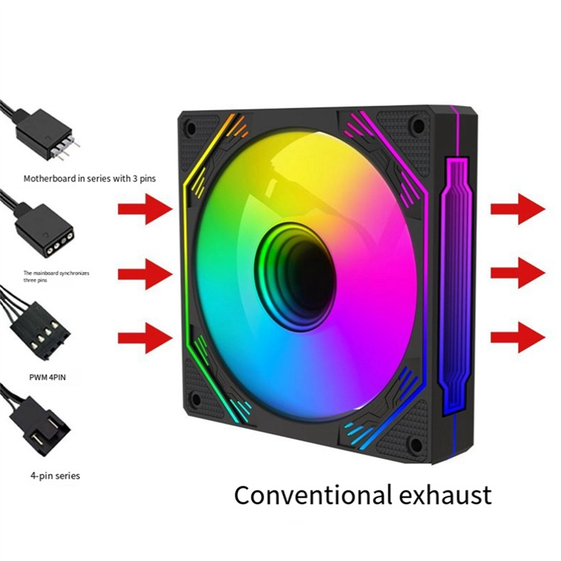 Game Cabinet RGB Chassis Fan 120mm 3D Infinite Mirror Silent Fan Reverse Blow ARGB+PWM 2 in 1. 