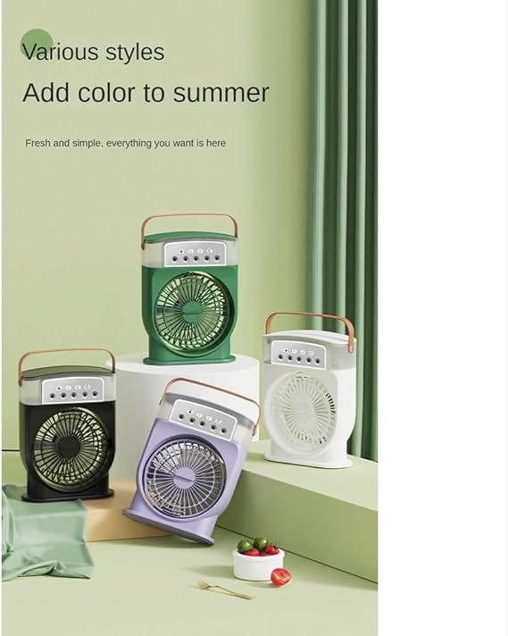 Air Conditioner Fan USB Personal Air Cooler Mini Humidifier Misting Fan with 7 Colors LED Lights Portable Fan