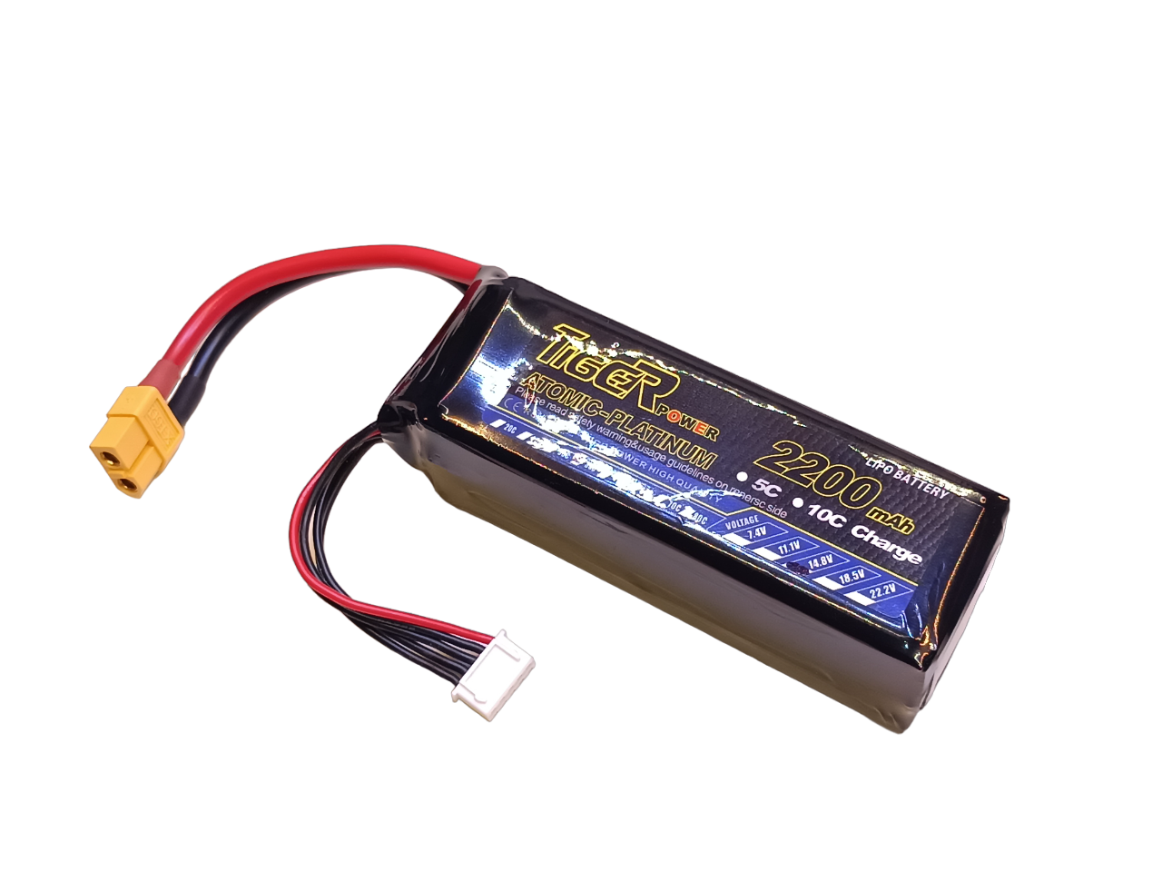 2200mAh Tiger 4S 14.8V 35C Lipo Battery for Remote Control Multicopter/ Fixed Wing/ Rover. 