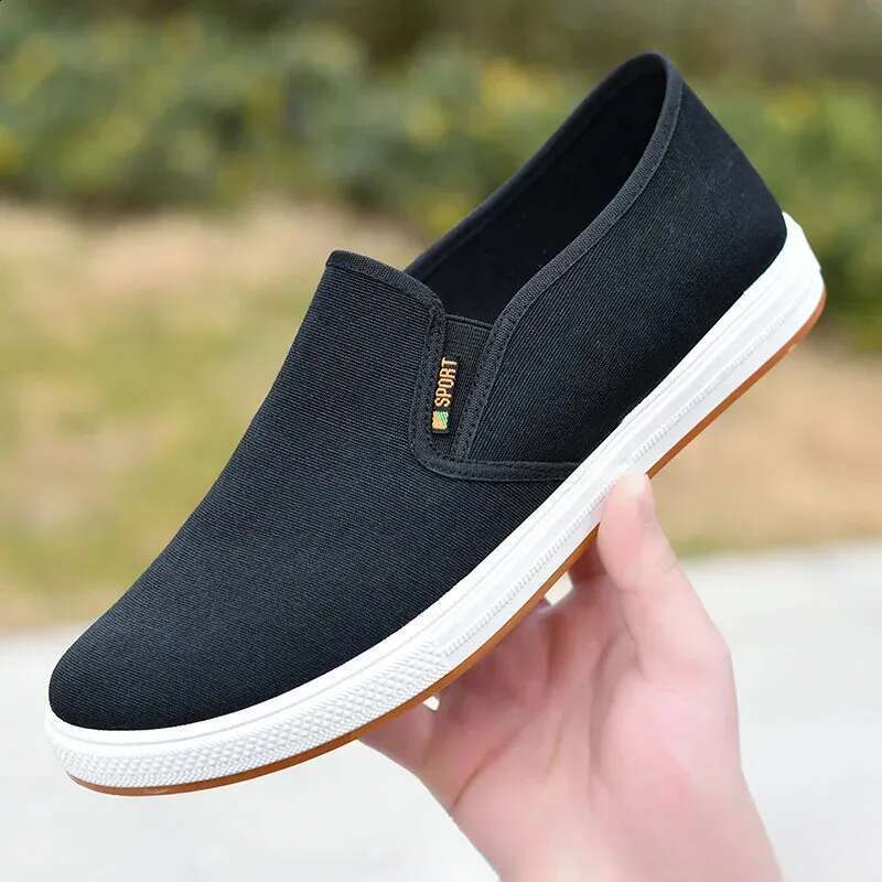 Herren Canvas Casual Sports Geeignet für Männer Leichte Gleitschuhe Vulkanisiert Bequeme Herren Flache Schuhe Schwarz Trainer Atos Hombre_voghion.com