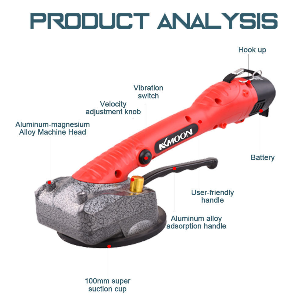 10-150Hz Tile Tiling Machine Wall Floor Tiles Laying Vibrating Tool with 100*100mm Suction Cup. 
