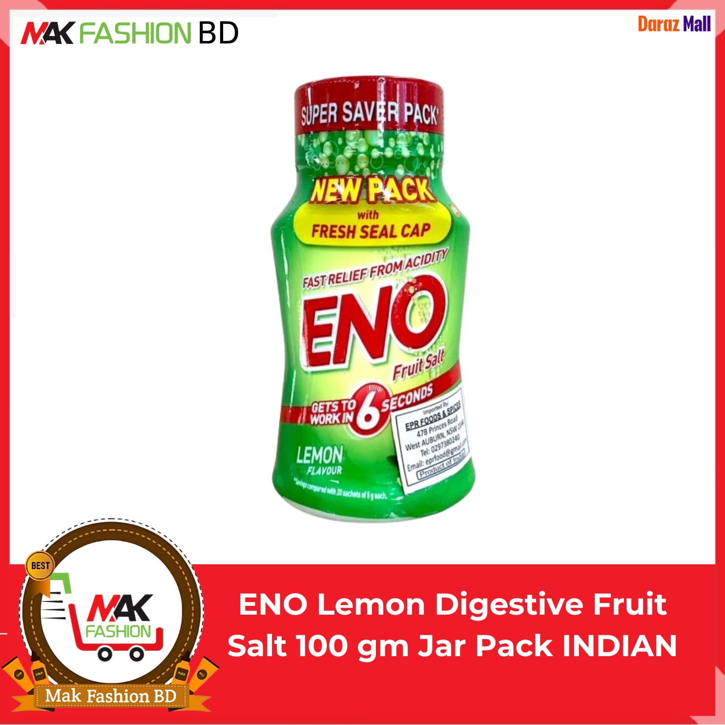 ENO Lemon Digestive Fruit Salt 100 gm Jar Pack INDIAN