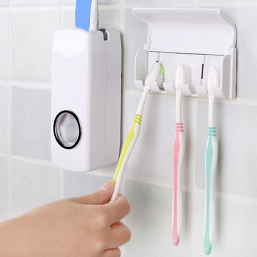 Automatic Toothpaste Dispenser with Toothbrush Holder - Multicolor. 