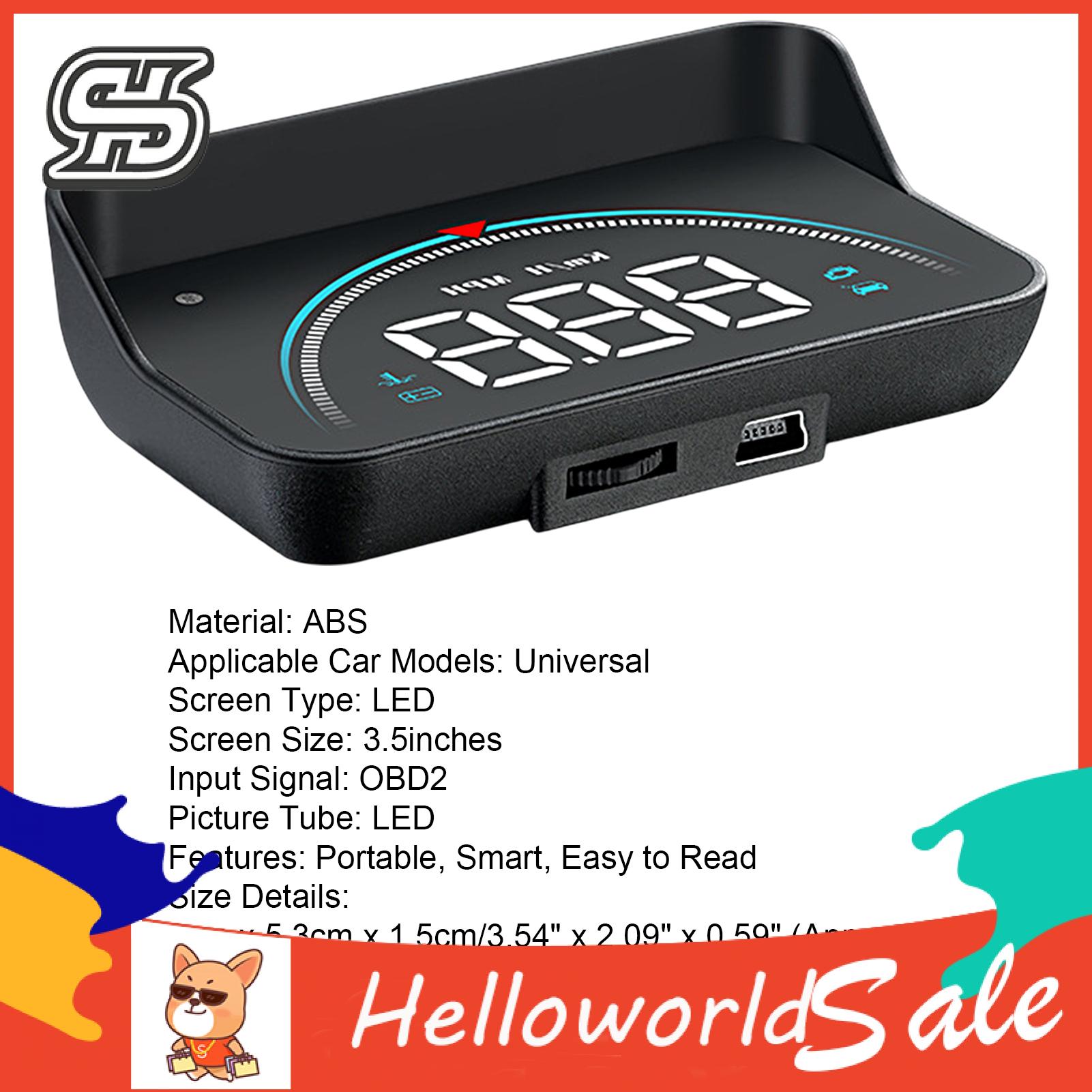 HelloWorld Car Speedometer Brightness Adjustable Multifunction Car Mini Digital Speedometer with OBD Cable. 