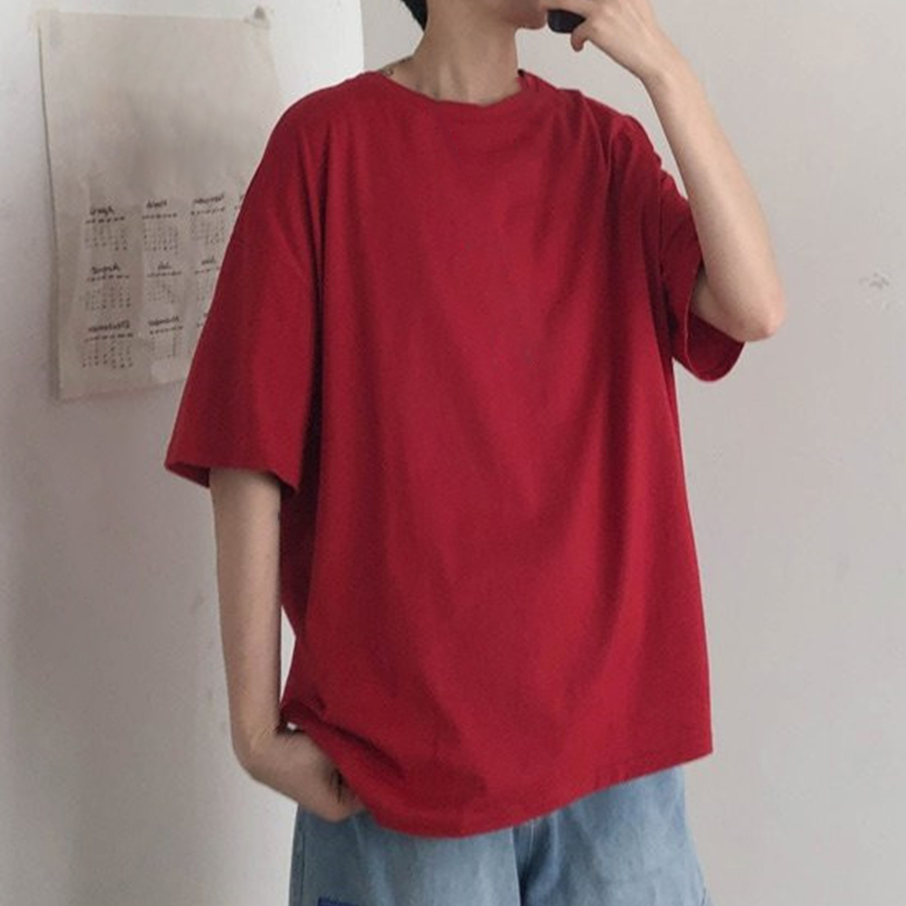 Men Casual Solid Color Half Sleeve O 