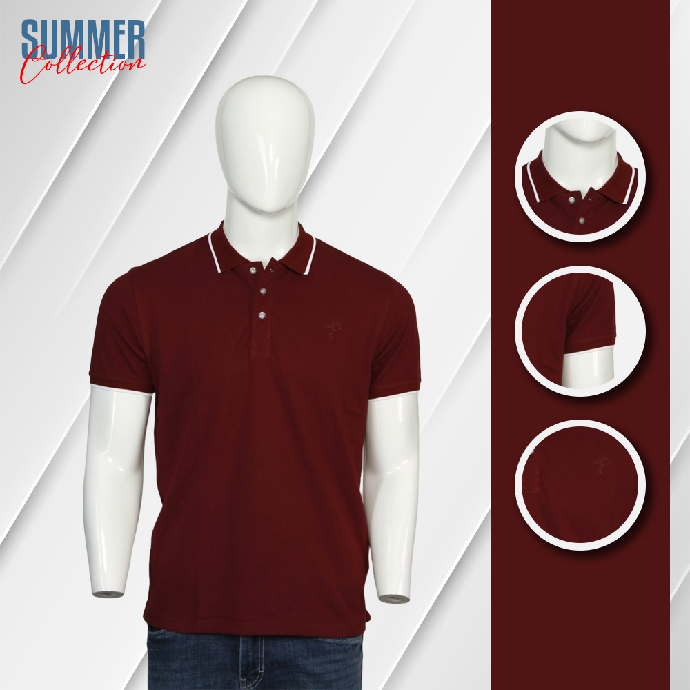 Fine Tex Clothing Maroon Color Premium Quality Polo T-Shirt For Men(Polo T-Shirt For Men). 