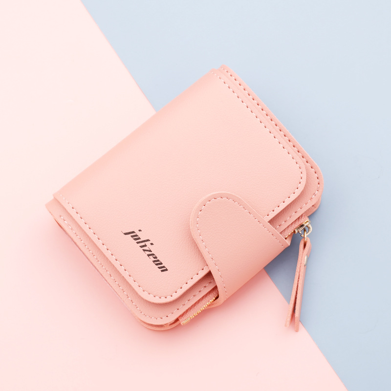 Short Women's Button Wallet with Zipper Student Wallet Women's Tri-Fold Women's Wallet Multiple Card Slots Mini