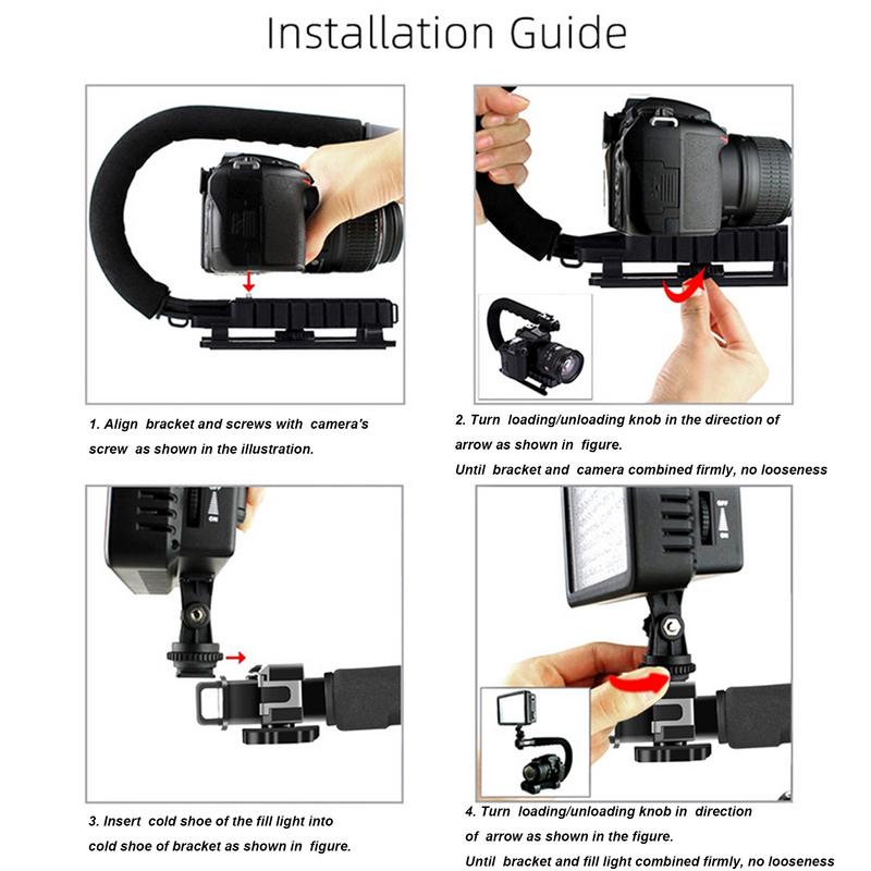 Video Action Stabilizing Handle Camera Handle Photography Equipment Stabilizing Handle Grip With Cold-Shoe Mount Camera Grip. 