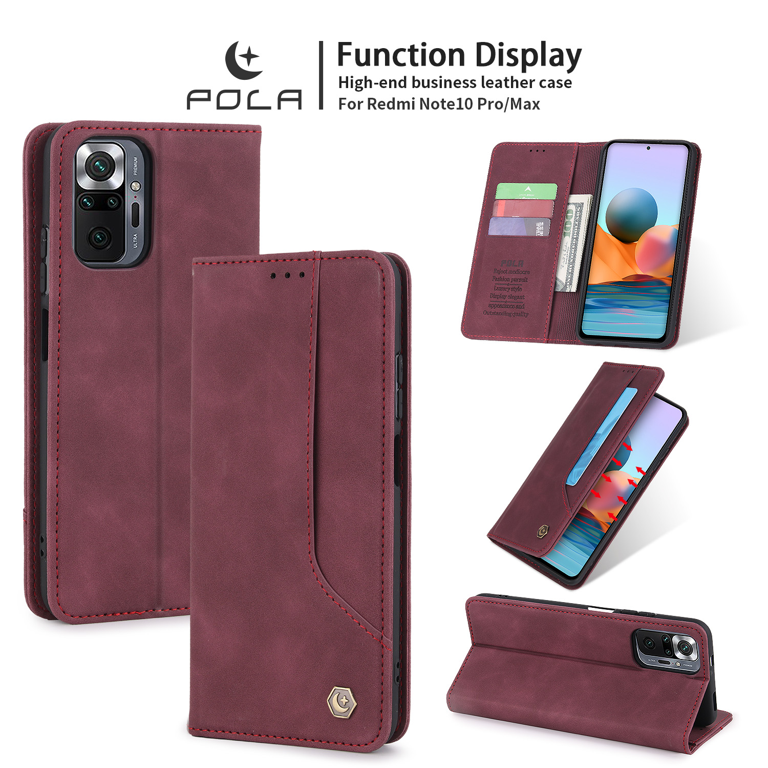 Cover per Xiaomi Redmi Note 10 Pro Max / Note 10 Pro Case PU Pelle Custodia [Kickstand] [Chiusura magnetica] [Slot per Schede], Portafoglio Flip Custodia per Redmi Note 10 Pro,Farfalla verde