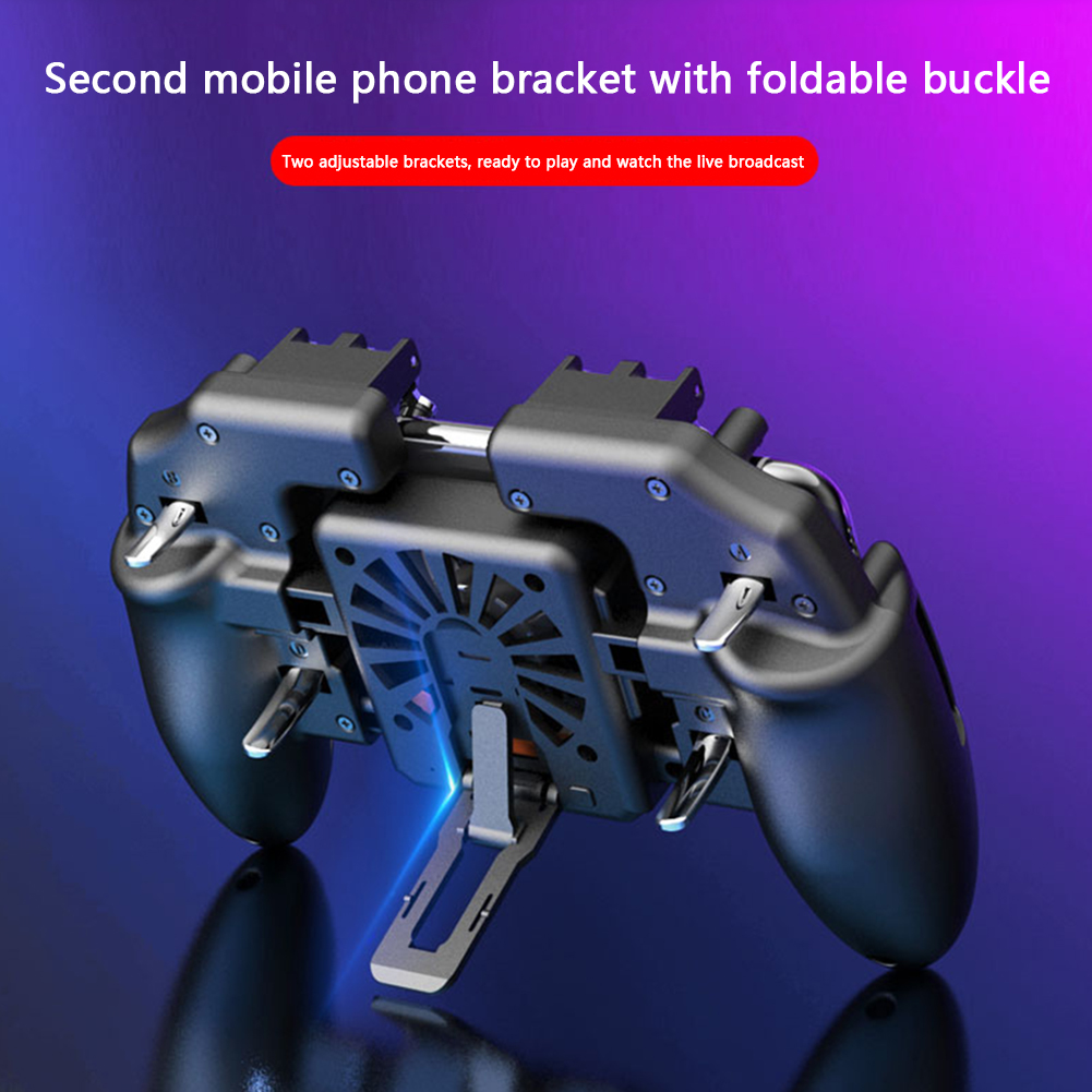 For PUBG Mobile Joystick Controller L1R1 Trigger Gamepad for iOS Android Six 6 Finger Elements Mobile Gamepad Cooling Fan. 