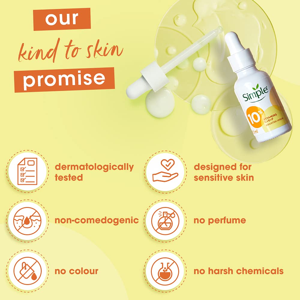 Simple Serum With 10% Vitamin C+E+F 30ml | For Youthful Glowing Skin & Instant Visible Results | For All Skin Types. 
