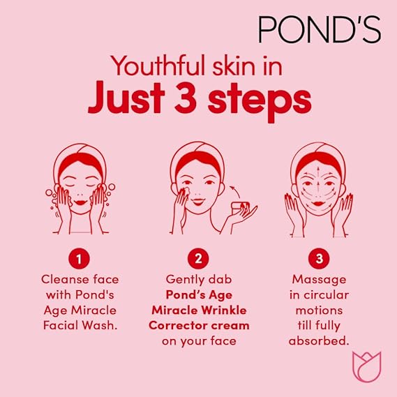 POND'S Age Miracle Night Face Cream, With Vitamin B3 and 10% Retinol C, Youthful Glow, 24 hour wrinkle correcting glow - 50g. 