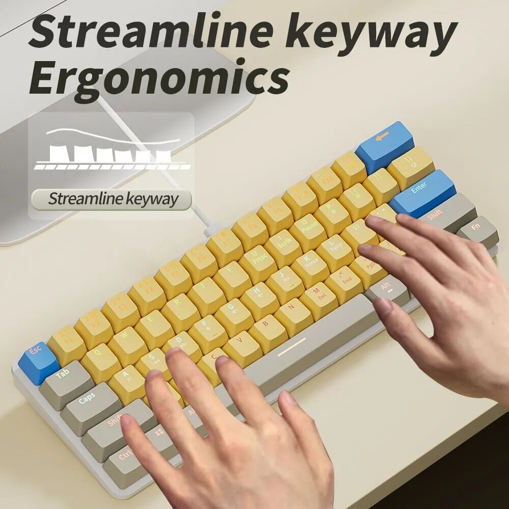 MUCAI 61 Key USB Wired Mechanical Keyboard LED Backlit Axis Gaming Mechanical Keyboard Gateron Optical Switches For Desktop. 