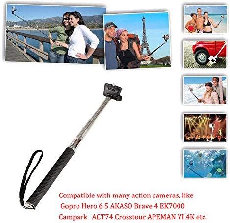 Extendable Selfie Stick Handheld Telescopic Monopod Tripod Mount Compatible with Gopro Hero 7 6 5 AKASO EK7000 Brave 4 V50 APEMAN Crosstour Campark 4k Waterproof Action Outdoor Camera. 