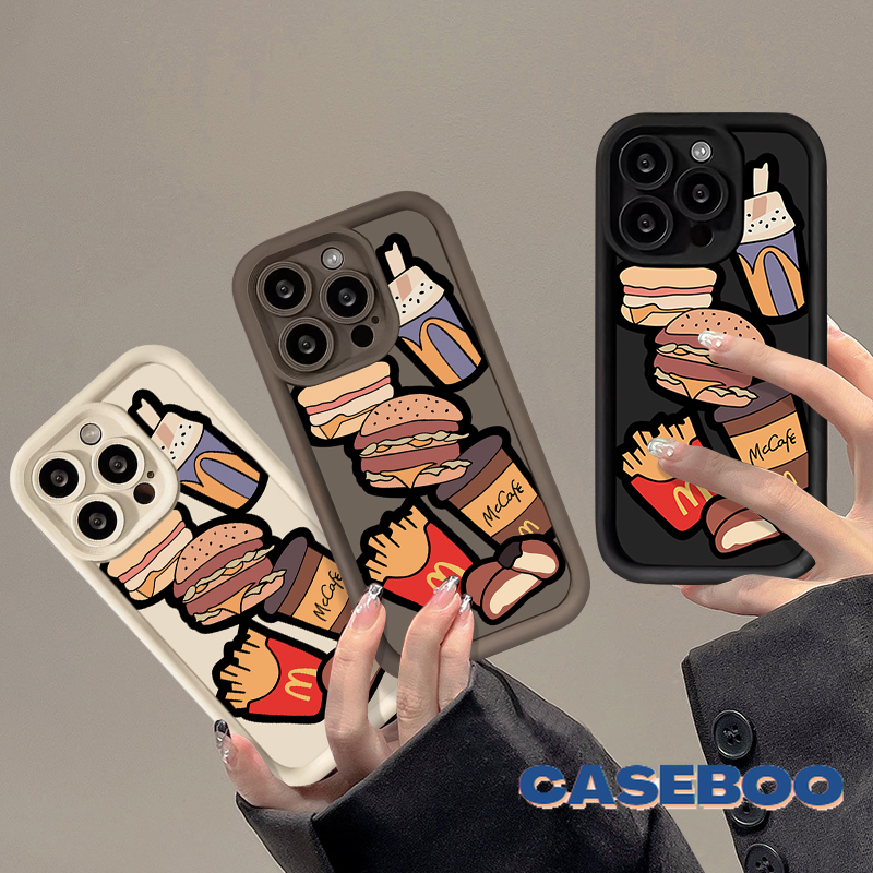 Cute Creativity Graffiti McDonald's Burger Fries Case for Redmi 9A 9C 13C 12C A1 9T 12 10C NFC 9 10A A2 Redmi Note 11 10 12 13 10s 9 8 11s Pro Max Poco M3 X5 Mi 11 12 Lite Angel Eyes Soft Cover. 