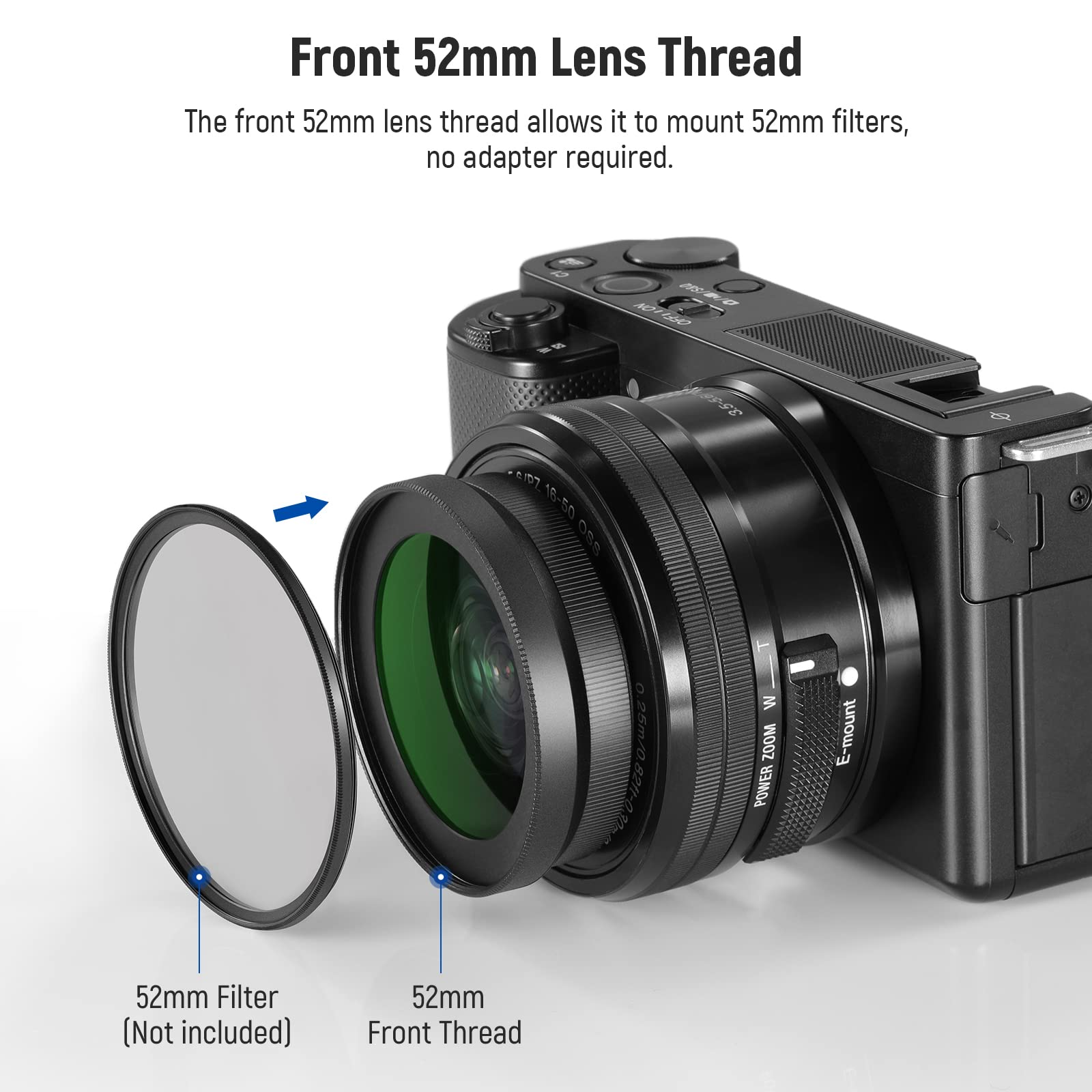 NEEWER 40.5mm HD Wide Angle Lens For Sony ZV-1F ZV-E10 A5000 A6000,2 in 1 18mm Wide Angle 10x Macro Additional Lens Adapter. 