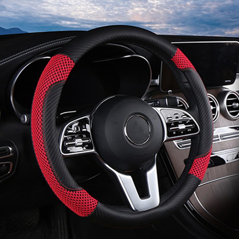 15inch 38cm Car Steering Wheel Cover Pu Leather Antislip Protector