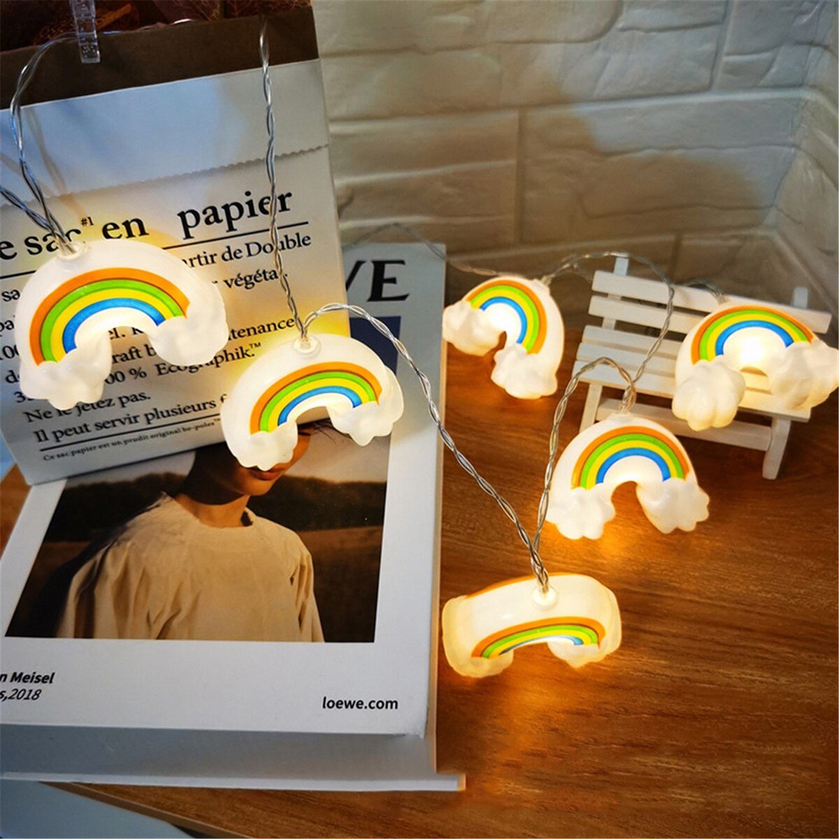 【3C VictoryEagle】Rainbow maiden heart Lighting Net red decoration ins night string lights. 