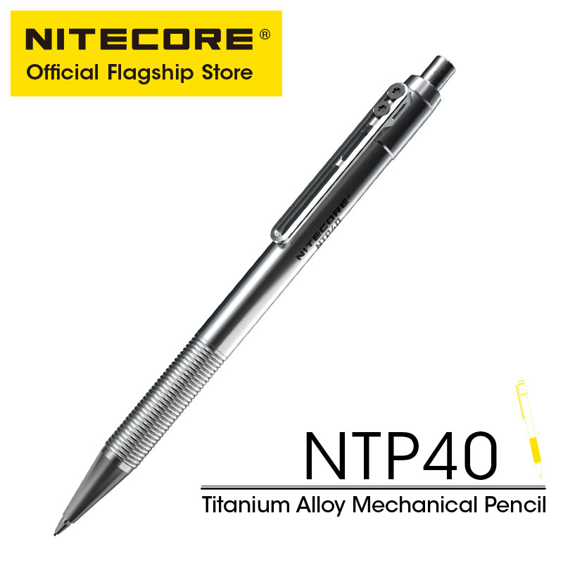 NITECORE NTP40 CNC Titanium Alloy Mechanical Pencil Cartooning Sketching Writing Drawing EDC 0.5mm Refill Pencil