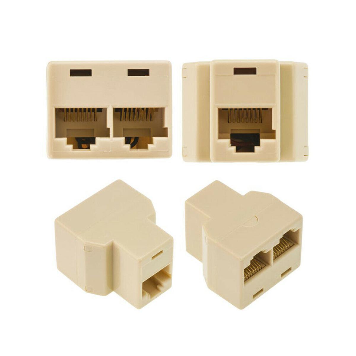 RJ45 Ethernet LAN Network Y Splitter 2 Way Adapter 3 Ports Coupler Connector NEW