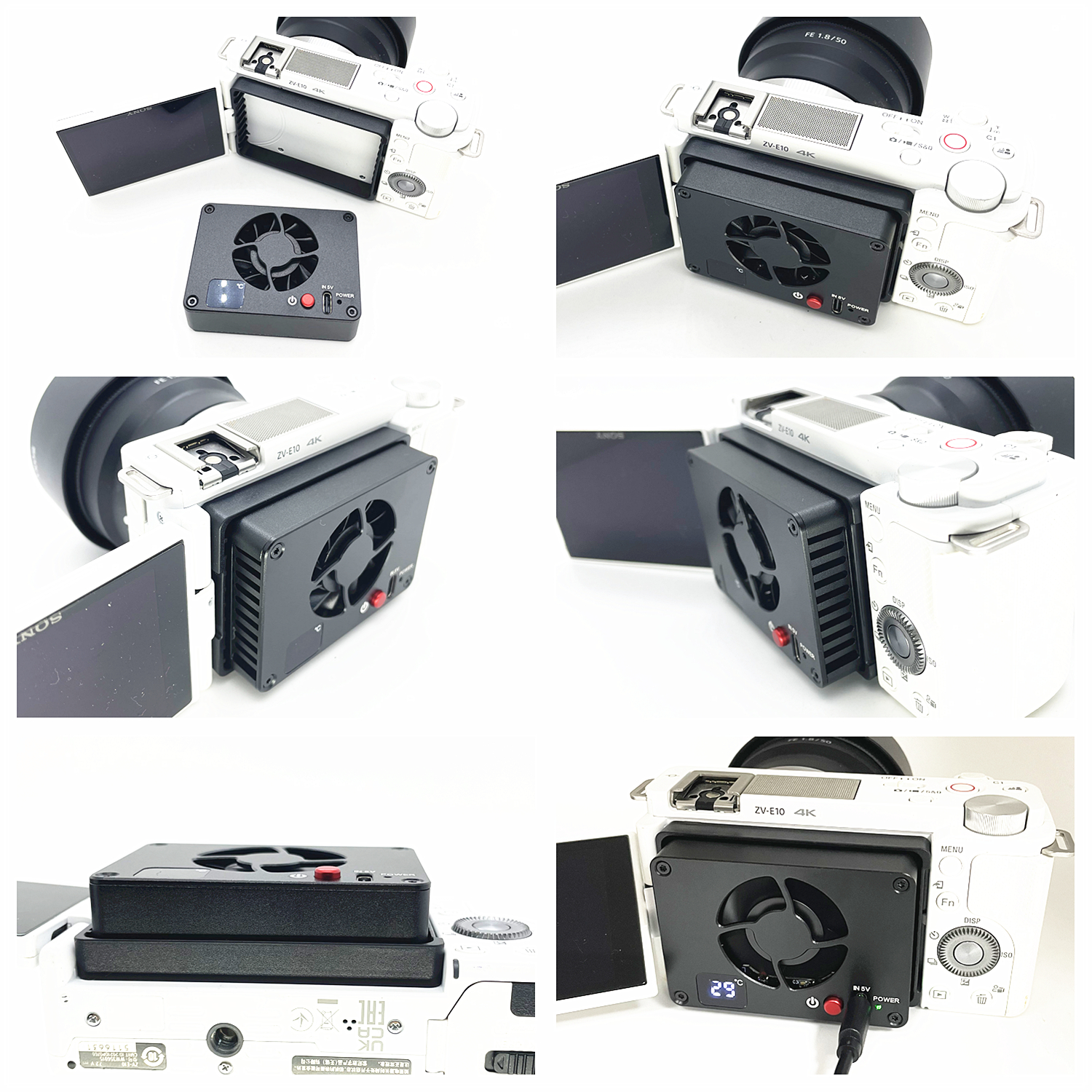 Cooling Fan Camera Radiator for Sony ZV-E10 A7IV FX30 ZV-E1 A6700 A7CII A7SIII A7SM3 A7M4 A7C2 ZVE10 ZVE1 ZV1 Live Stream Cooler. 